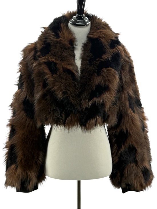 Azalea Wang Jackets & Blazers - Azalea Wang Nightlife Brown Multi Faux Fur Cropped Jacket Coat Large
